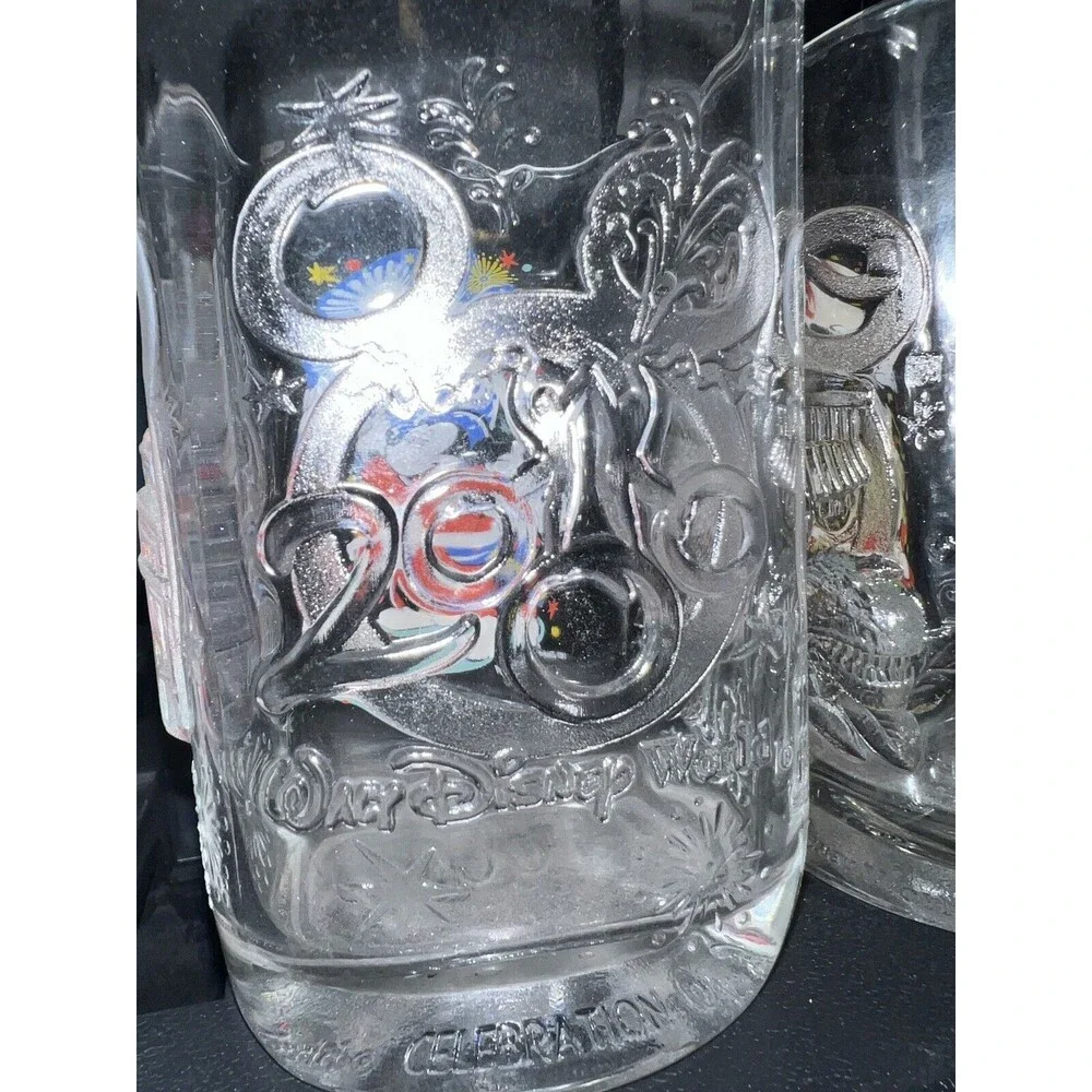 Walt Disney McDonalds 2000 All 4 Square Glasses Tumblers Complete Parks Vintage